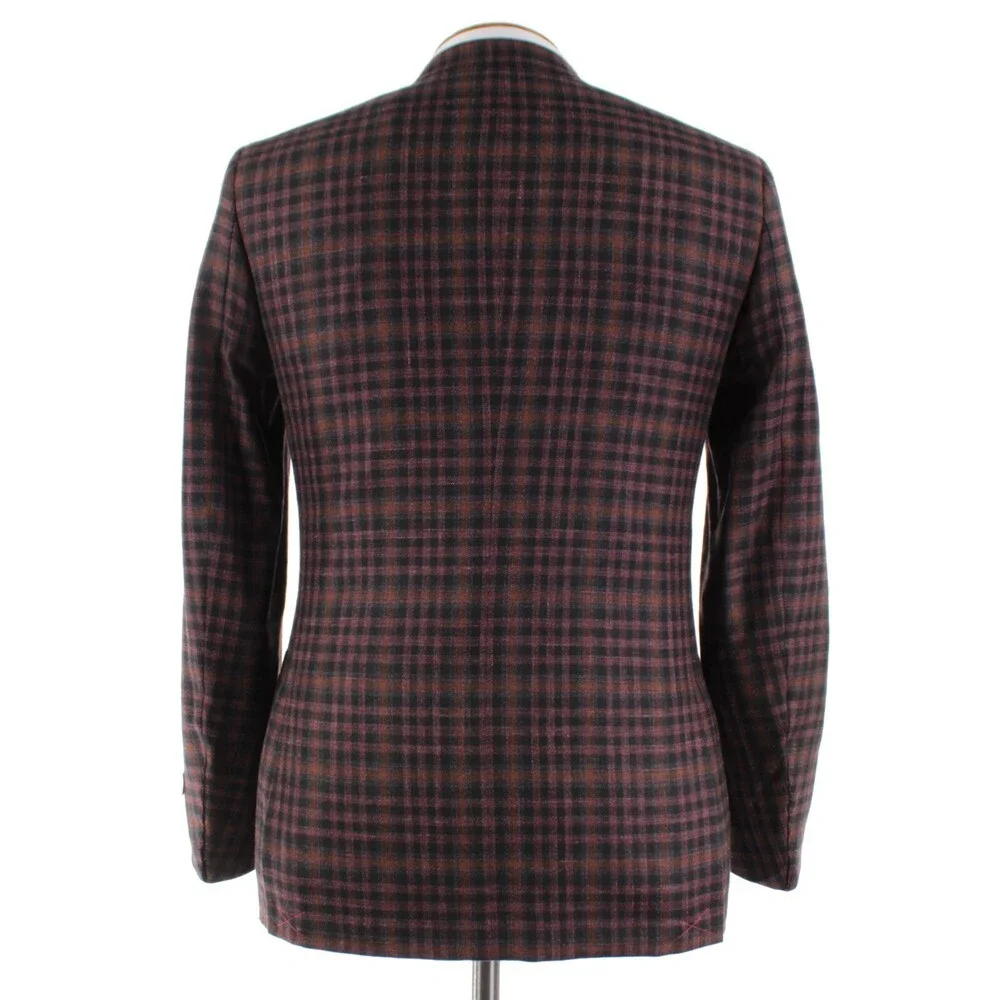Isaia NWT Wool Blend Sport Coat Size 48R (38R US) In Pink / Orange / Gray Plaid